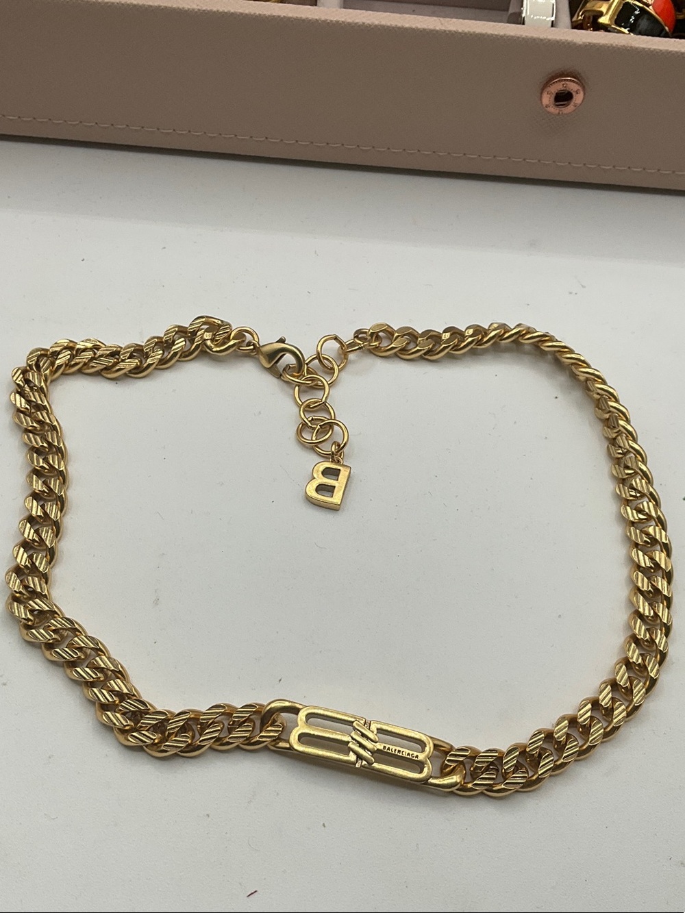 Balenciaga Gold Curb-Link Choker with Signature Clasp - Picture 2 of 5